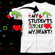 The Grinch's hands hold hearts with "My Students Stole My Heart!" text.