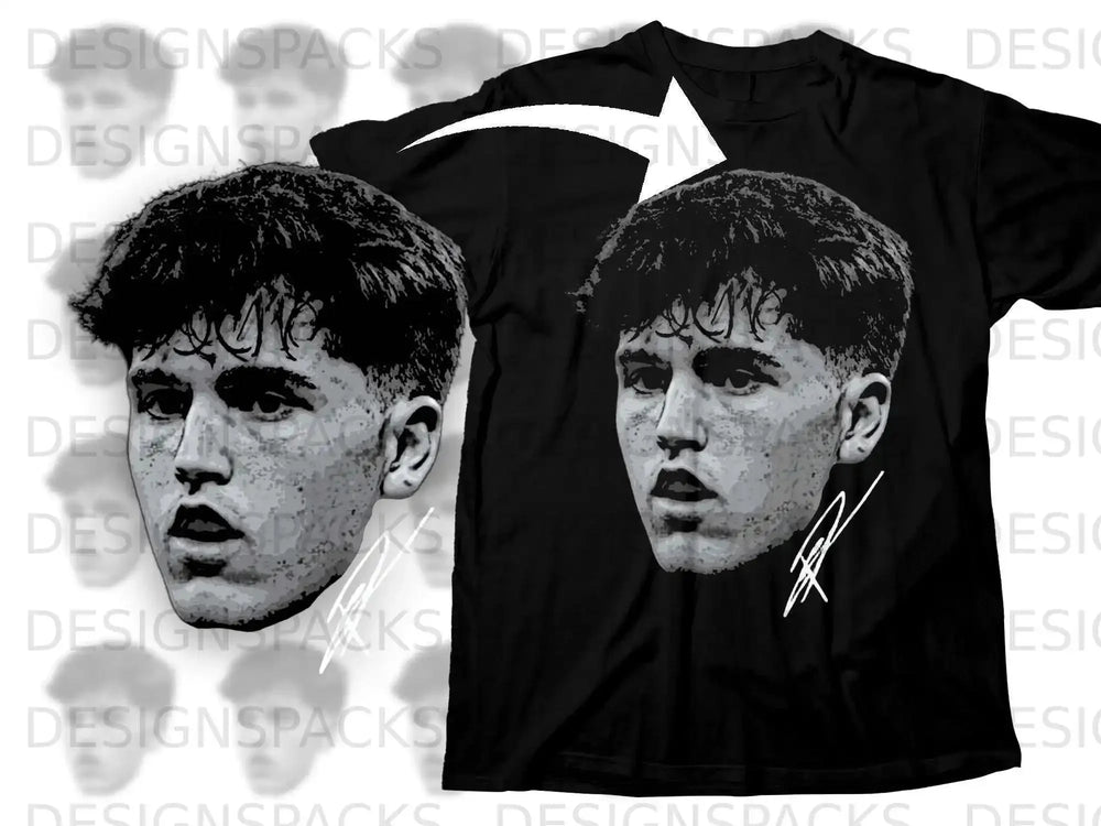 Detailed Portrait Graphic Signed Design T-Shirt Product