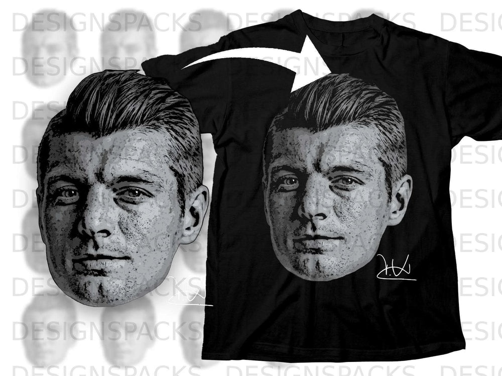 Detailed Black and White Portrait Print Art T-shirt