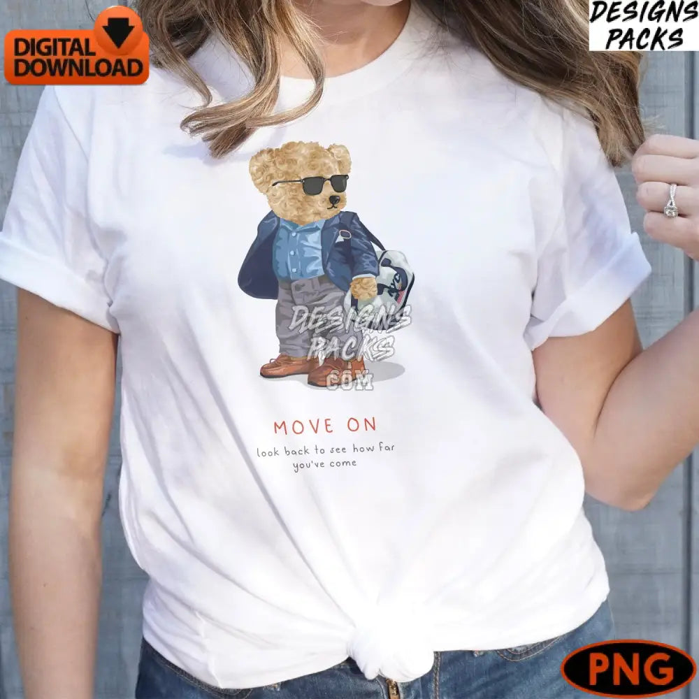 Stylish Bear Illustration Printable Hipster With Sunglasses And Jacket Digital Download Art