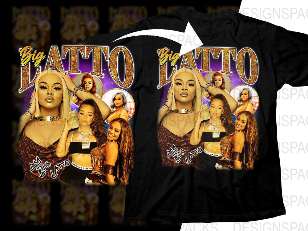 Big Latto glitter text t-shirt design with group photo, print-ready for DTF DTG, instant download