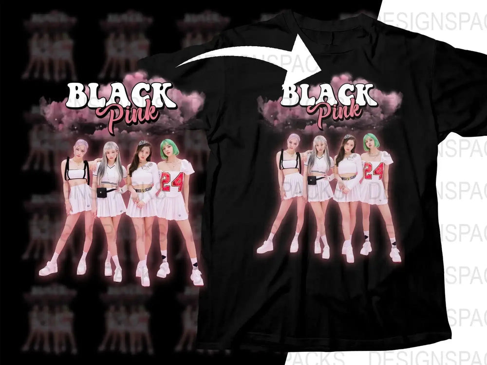 Stylish Black Pink Group Fan Art Png Digital Download