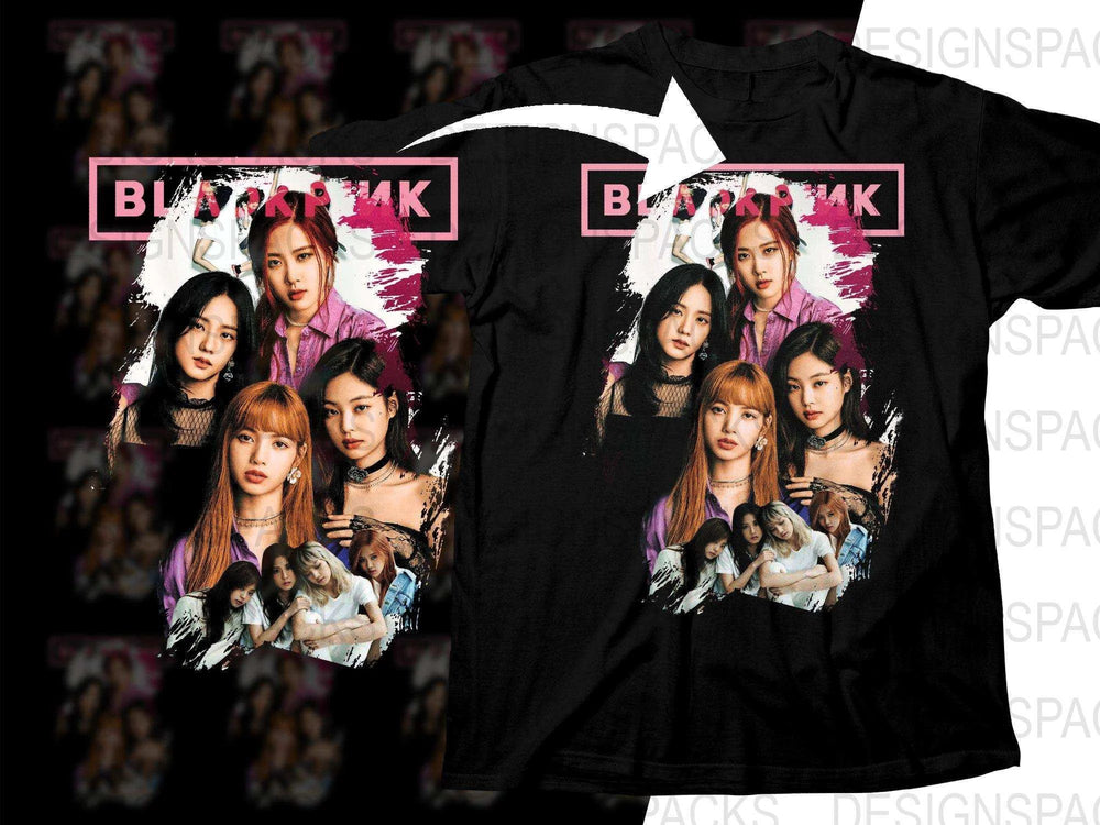 Stylish Blackpink Group Portrait Music Halftone Png Digital Download