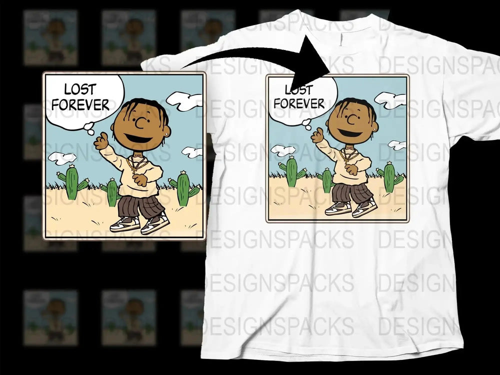 Stylish Cartoon Character Thinking Lost Forever Png Digital Download