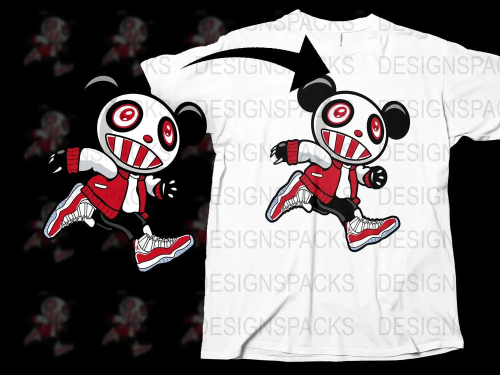Stylish Cartoon Panda Character StreetWear Png Digital Download