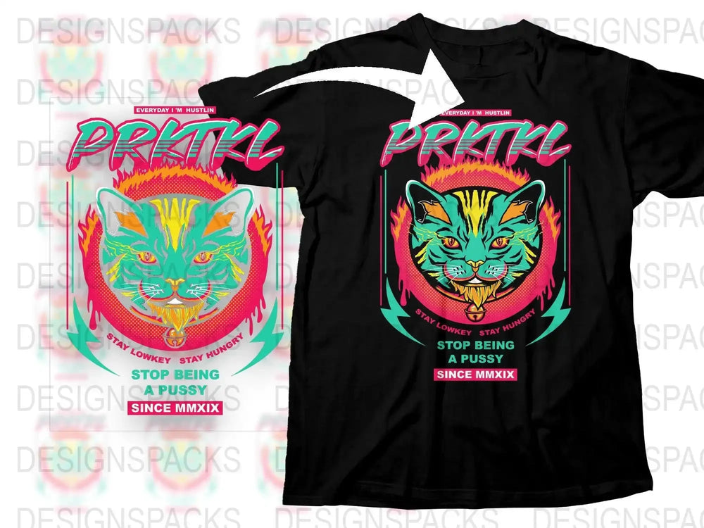 Stylish Cat Graphic PRKTKL Everyday I'm Hustlin Png Digital Download