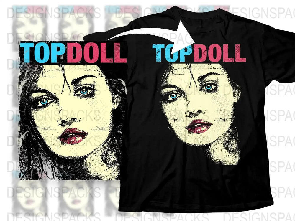 Stylish Graphic Design Fashionable TopDoll Png Digital Download