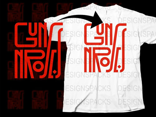 Stylish Guns N Roses Retro Logo Design Png Digital Download