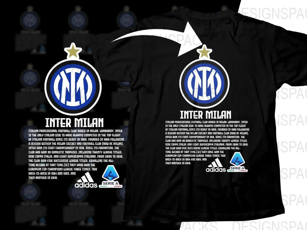Stylish Inter Milan Logo Design Short Sleeve Png Digital Download