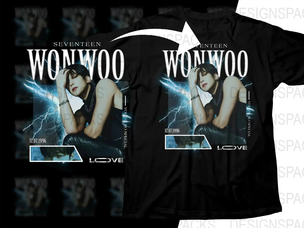Stylish K-Pop Inspired Wonwoo Graphic Png Digital Download