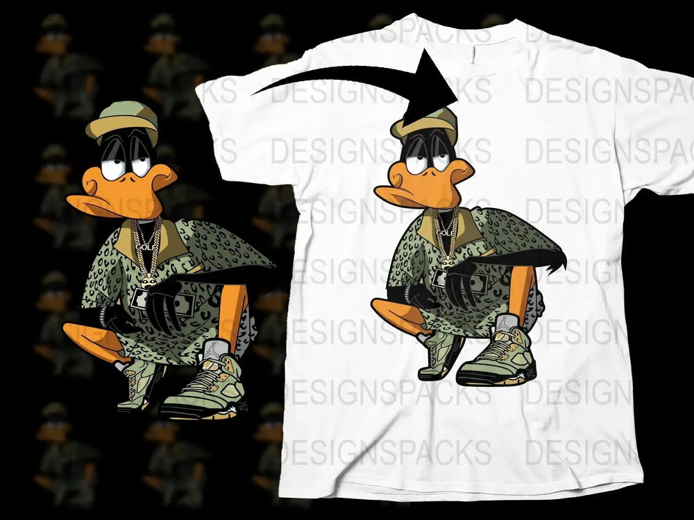 Stylish Streetwear Inspired Cartoon Duck Png Digital Download