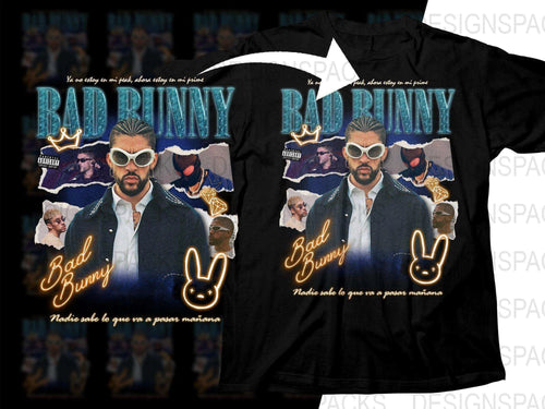 Stylish Unique Bad Bunny Graphic Art Png Digital Download