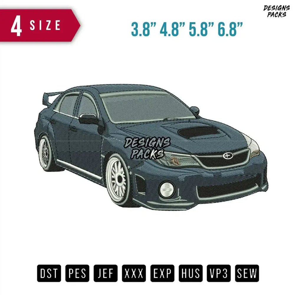Subaru Car Blu Embroidery Design