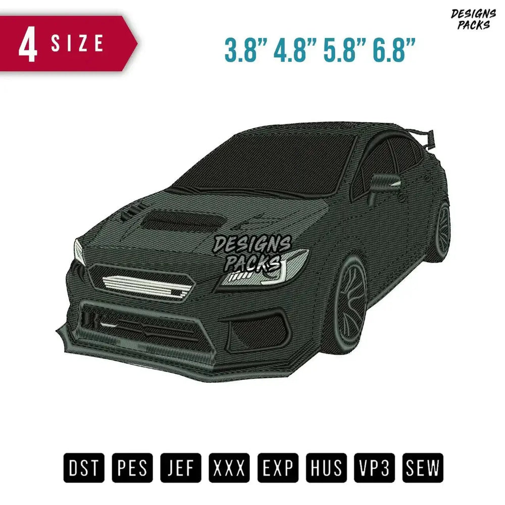 Subaru WRX Black Car Embroidery Design