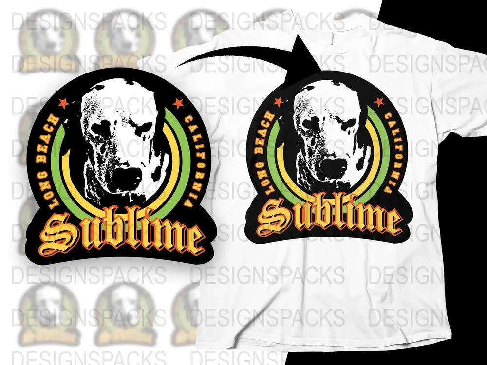 Sublime Long Beach California Vintage Dog Graphic Png Design Digital Download
