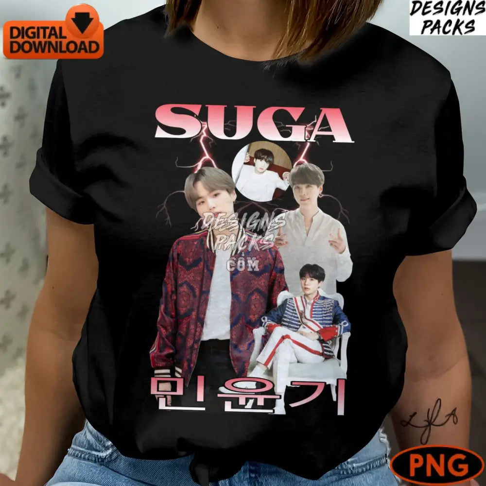 Suga Bts Fan Art Digital Download K-Pop Idol Collage Instant Png File