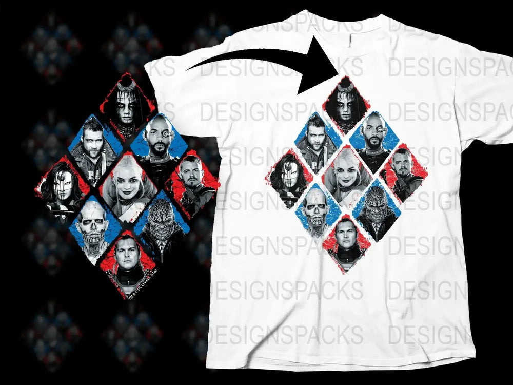 Suicide Squad Characters Diamond Design Png Digital Download