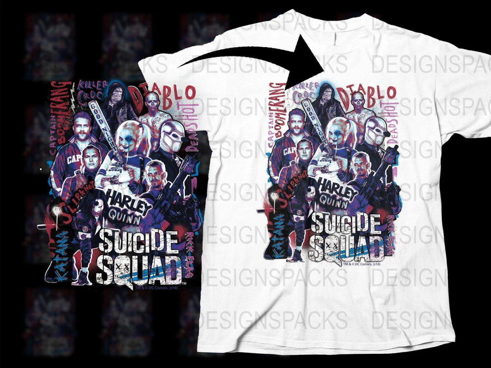 Suicide Squad Characters Poster Art Png Digital Download