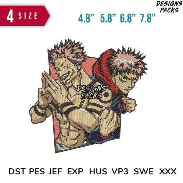 Anime character embroidery design in 4 sizes, print-ready formats for DTG/DTF, tumbler wraps