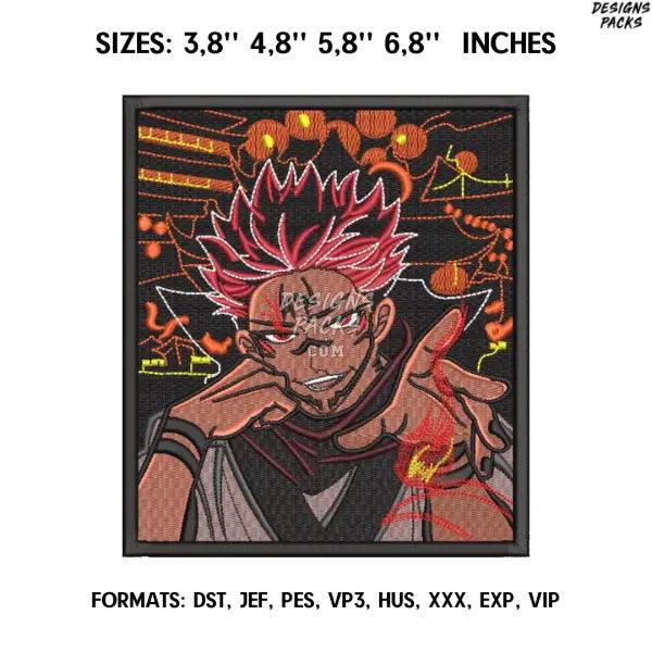 Sukuna - Itadori Embroidery design file pes. Anime embroidery pattern. 4.8/ 5,8 /6,8 /7,8in. Jujutsu Kaisen pes design