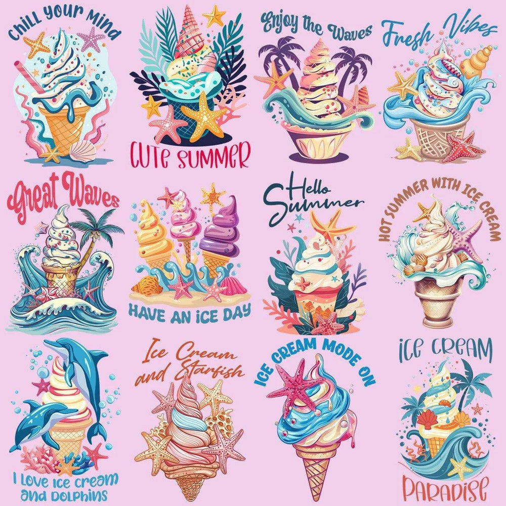 19 Summer Tropical Ice Cream Designs Bundle PNG