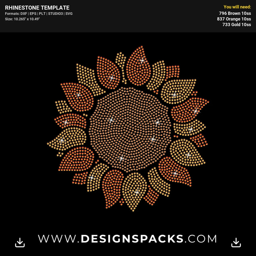 Sunflower Rhinestone Digital Template