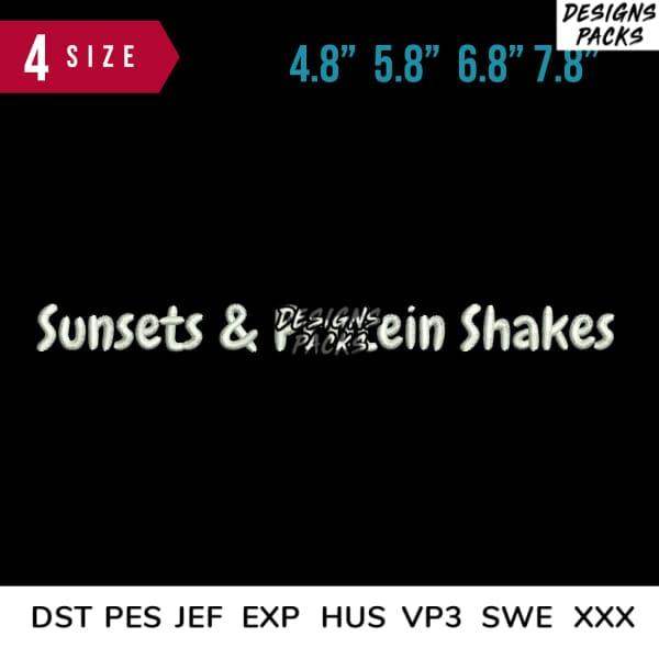 Sunsets & Pina Colada Shakes embroidery design in 4 sizes, DST PES JEF formats for instant download