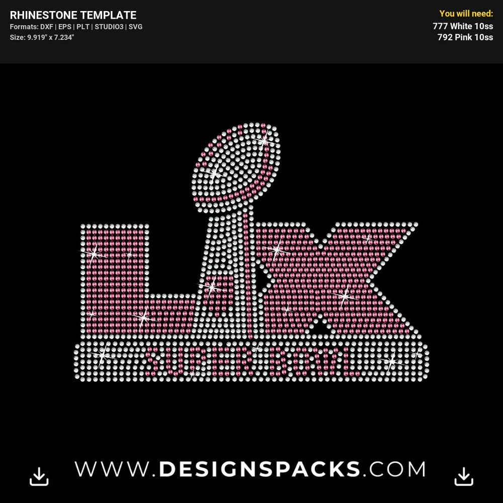 Super Bowl 2026 Rhinestone Digital Template