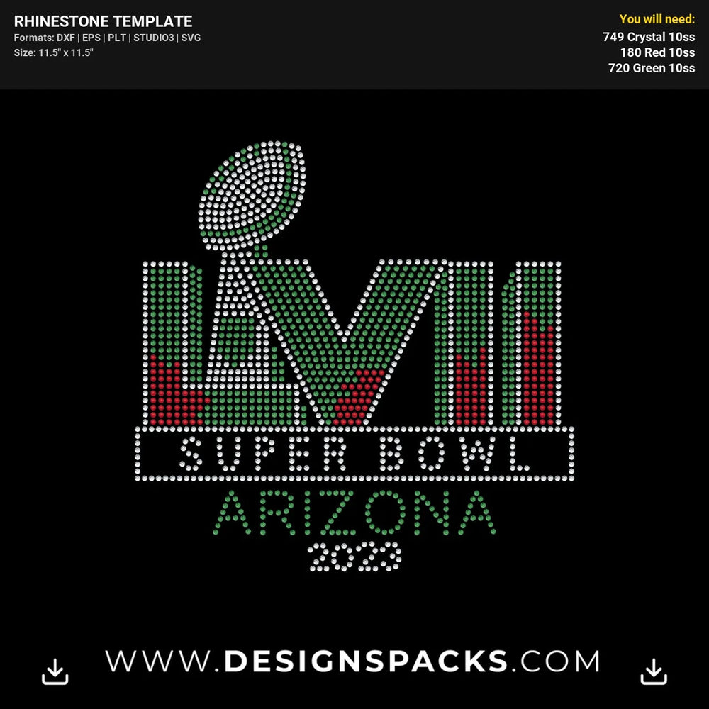 Super Bowl Arizona 2023 Rhinestone Digital Template