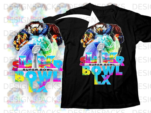 Colorful Super Bowl LX Graphic T-Shirt for Fans
