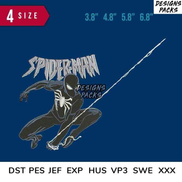 Spider-Man embroidery design in 4 sizes, compatible with DST PES JEF formats for instant download