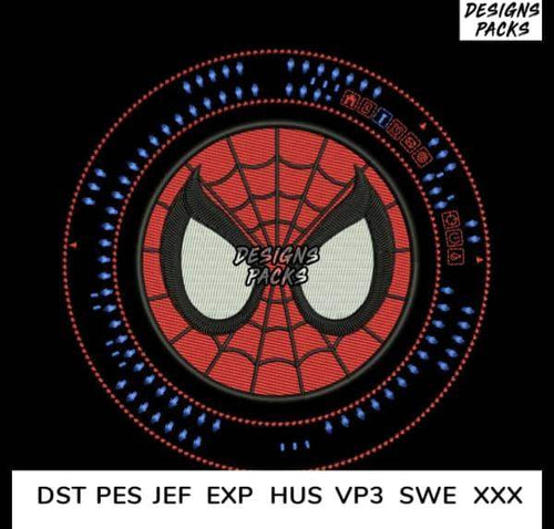 Spider-Man embroidery design in PES, DST, JEF formats for machine embroidery, print-ready digital download