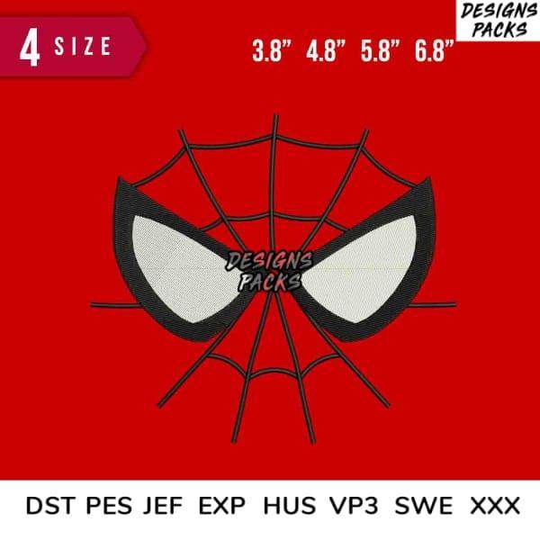 Spider-Man eyes embroidery design in 4 sizes, PES DST JEF formats for machine stitching