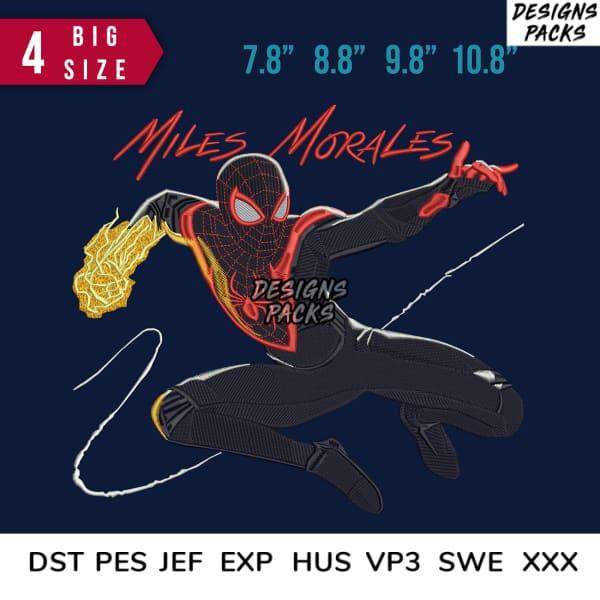 Miles Morales Spider-Man DTF/DTG design in 4 big sizes, print-ready PES SVG formats for t-shirts