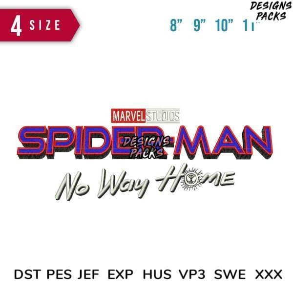 Spider-Man No Way Home logo embroidery design in 4 sizes, DST PES JEF formats for instant download