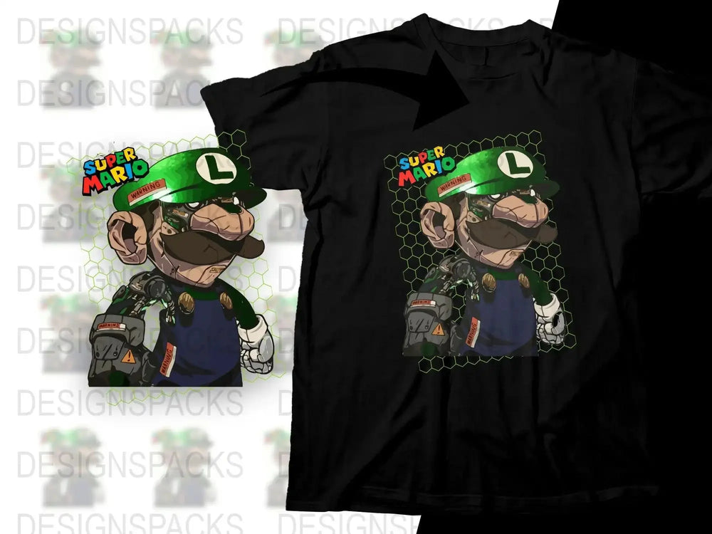 Super Mario Luigi Cyborg Graphic Png Digital Download