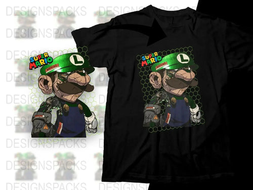 Super Mario Luigi Cyborg Graphic Png Digital Download