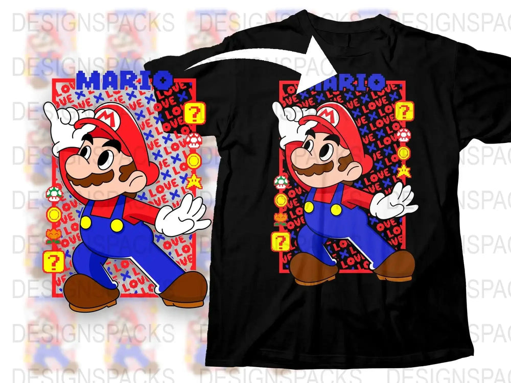 Super Mario Valentine's Special Graphic Png Digital Download
