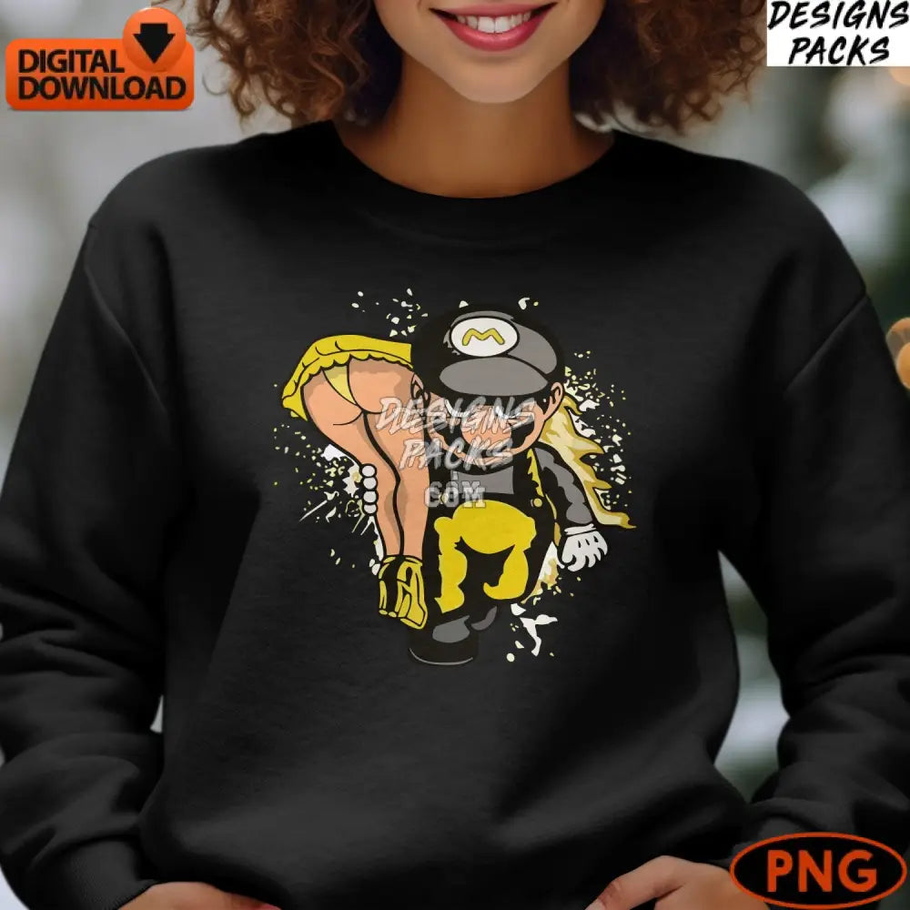 Super Plumber Hero In Yellow Cape Cartoon Character Digital Png File Instant Download