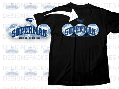 Superman Look Up In The Sky Graphic T-Shirt Design