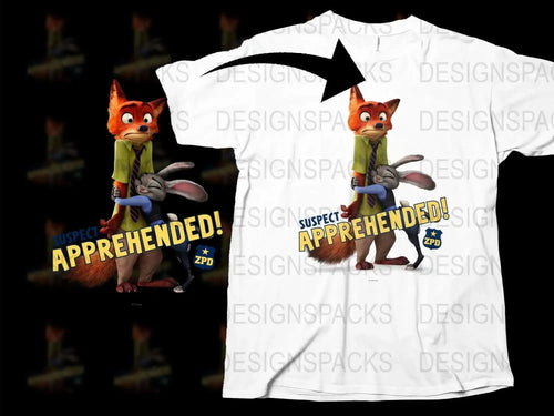 Kids Cartoon Fox and Rabbit Police Chase Graphic T-Shirt, Fun Animal Adventure Tee, Bright Colors