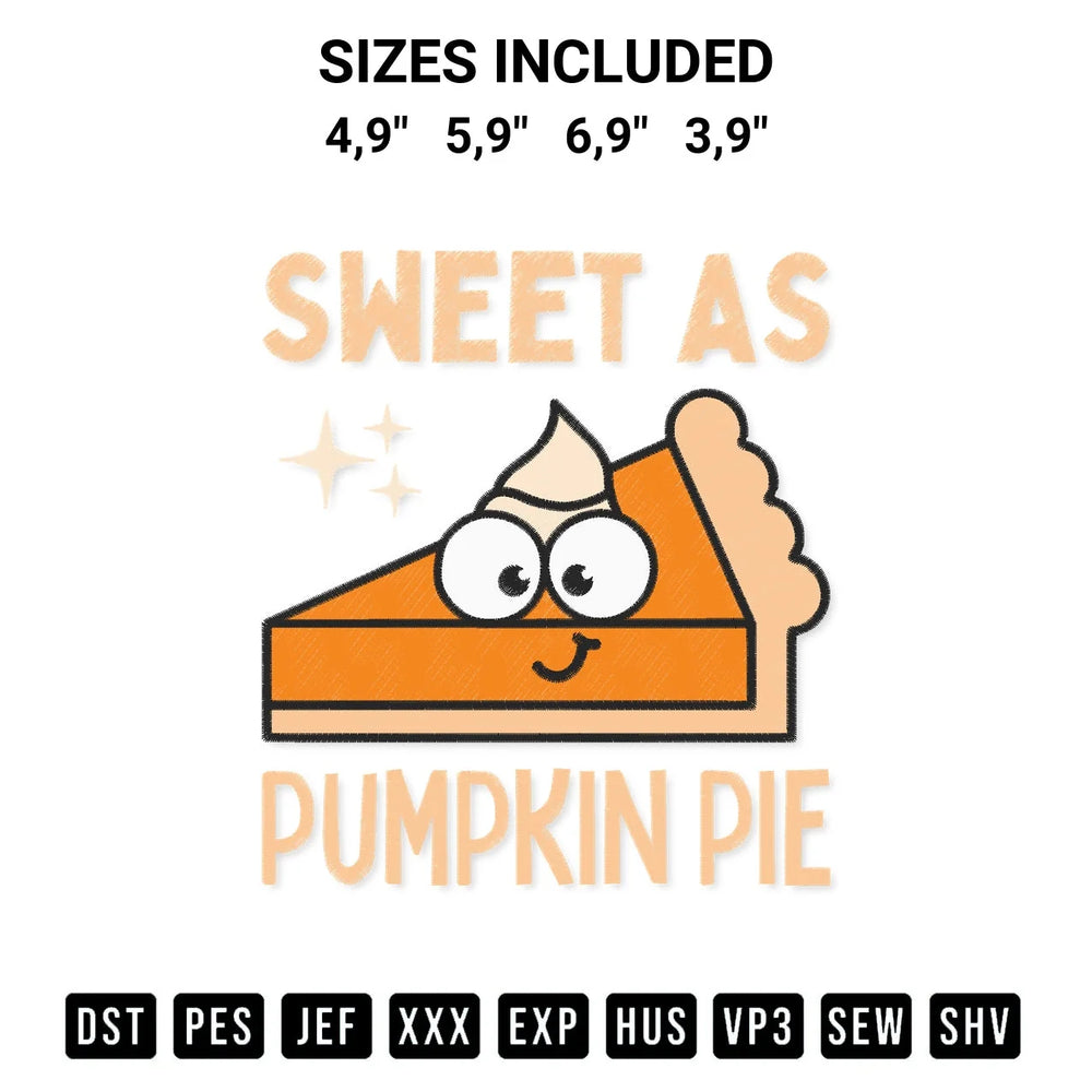 Sweet As Pumpkin Pie Thanksgiving Kids Boys Girls Gift Logo Embroidery Design