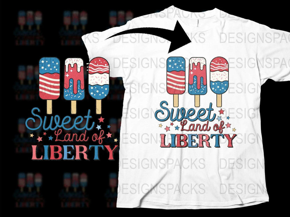 Patriotic Popsicle T-Shirt, Fourth of July Tee, Sweet Land of Liberty Top, American Flag Apparel