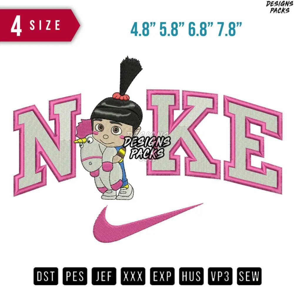 Swoosh Agnes Unicorn Cartoon Embroidery Design