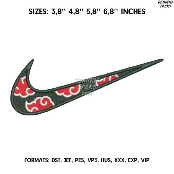 Nike Akatsuki Cloud Embroidery design file pes. Anime embroidery design., Naruto embroidery