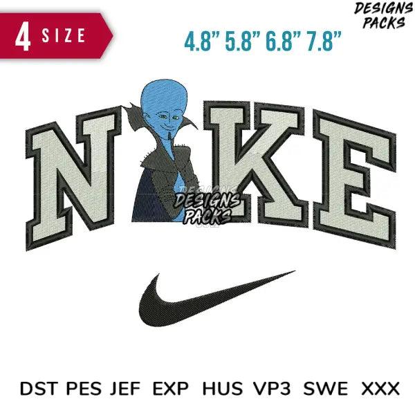 Swoosh Alien Megamine Embroidery Design 4.8" 5.8" 6.8" 7.8"