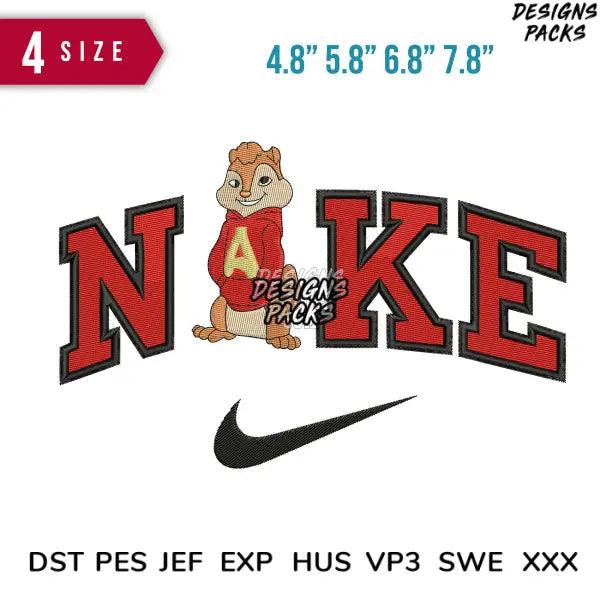 Swoosh Alvin Embroidery Design 4.8" 5.8" 6.8" 7.8"