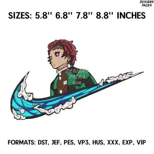 Nike and Tanjiro Kamado Embroidery Design/Kimetsu no yaiba Anime Embroidery Design/ Demon Slayer Embroidery design