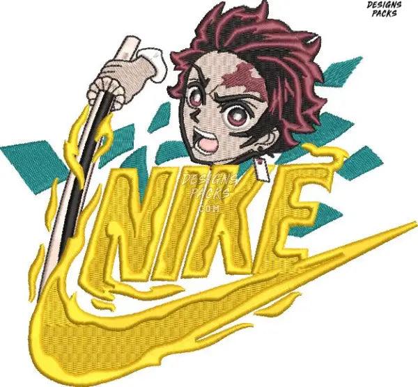 Nike and Tanjiro Kamado/Anime Embroidery Design/ Anime design/ Embroidery Pattern/ Design PES DST Format