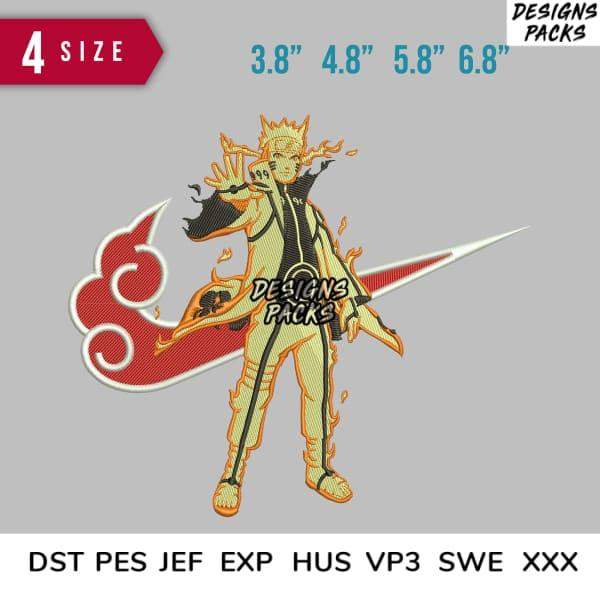 Naruto anime embroidery design in 4 sizes, compatible with DST PES JEF formats for instant download